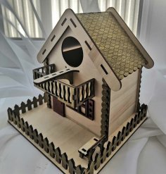 Laser Cut Cottage Bird House Free Vector