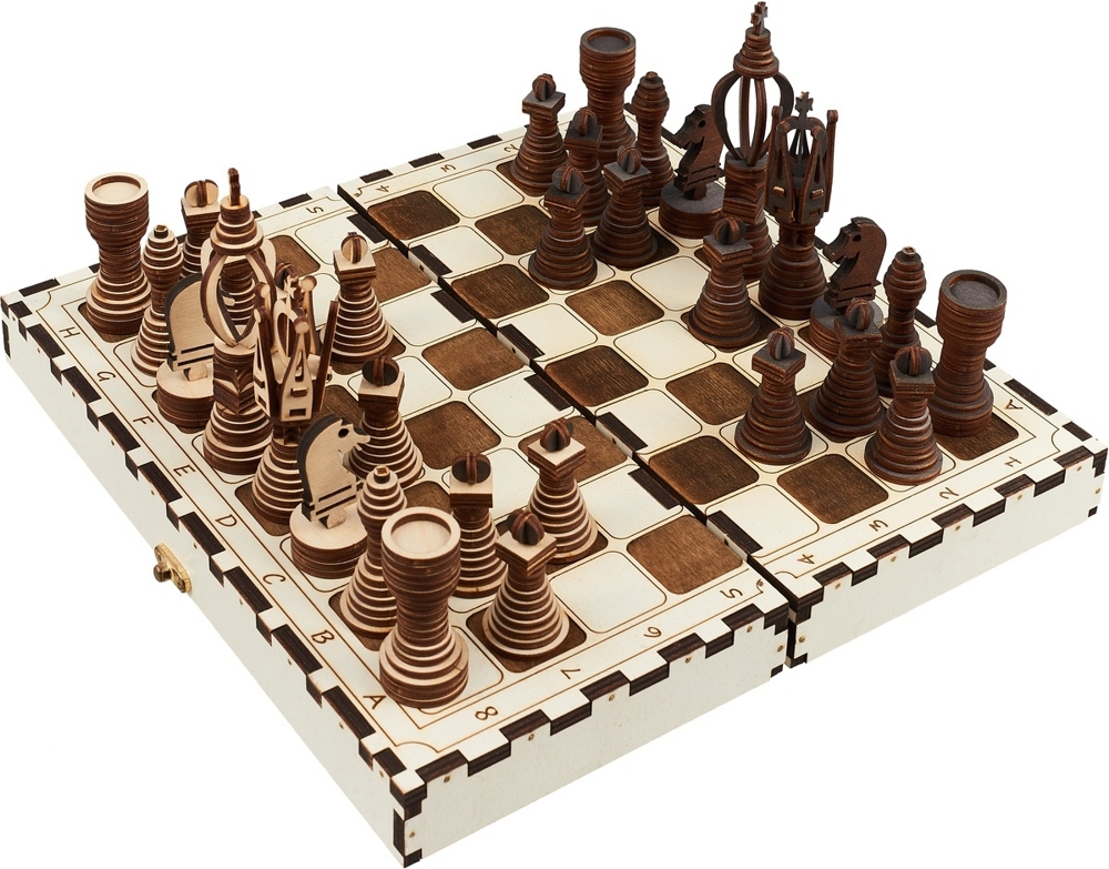 Laser Cut Wooden Chess Board & Pieces 4mm Free Vector cdr Download