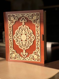 Laser Cut Decorative Wood Book Box Free Vector