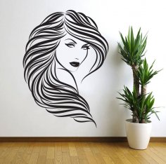 Laser Cut Lady Girl Woman Beauty Saloon Wall Art DXF File
