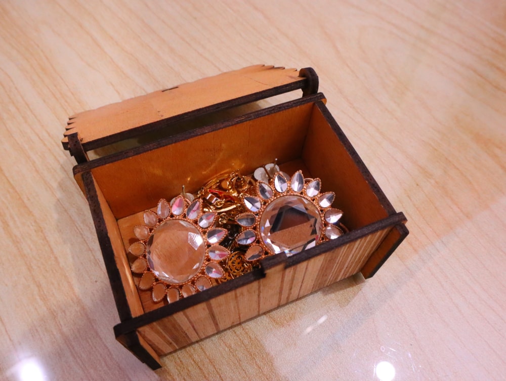 Laser Cut Double Heart Jewelry Box 3mm Free Vector