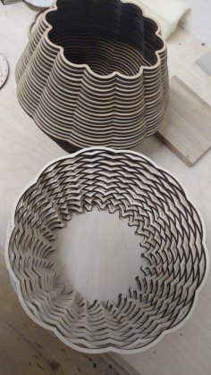 Laser Cut Wooden Decorative Basket Free Vector