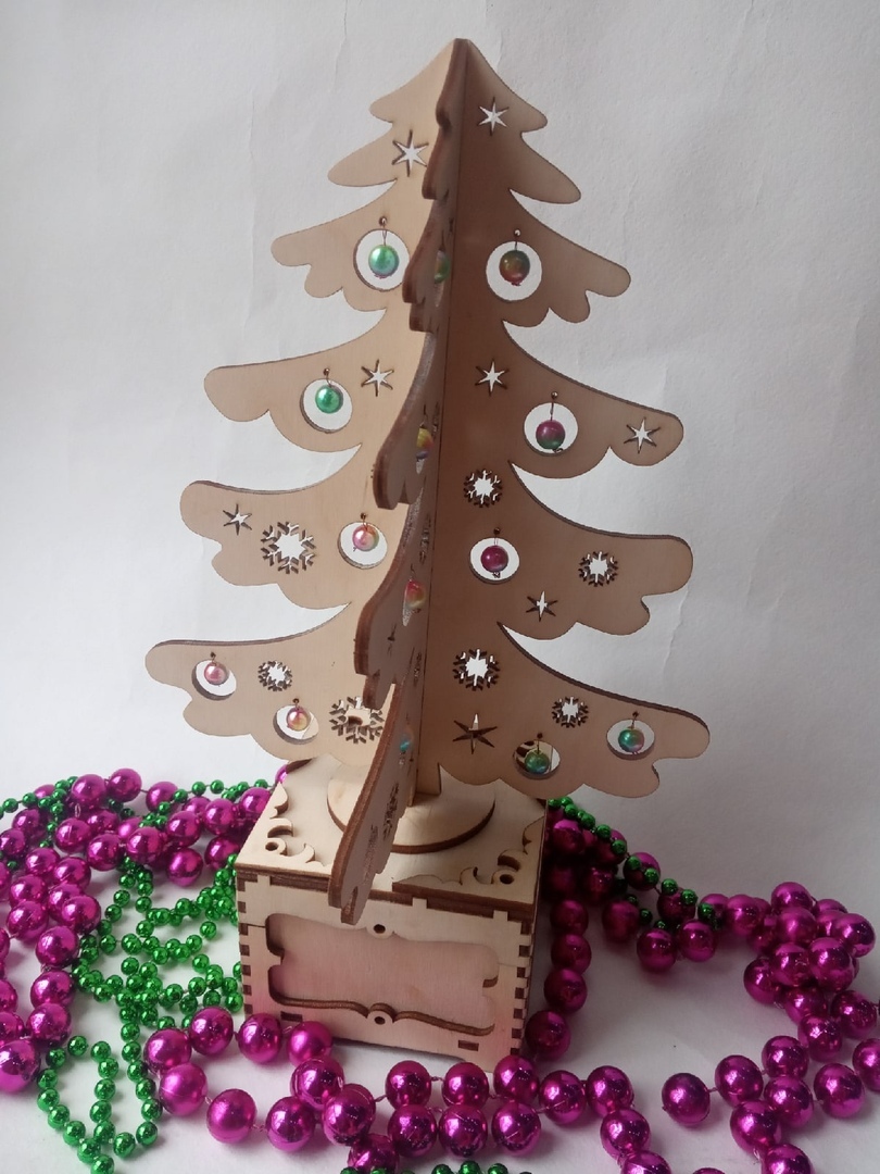 Laser Cut Christmas Tree Surprise Free Vector