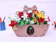 Laser Cut Flower Basket 3mm Free Vector