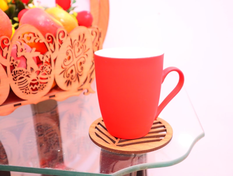 Laser Cut Round Floral Design Tea Coaster DXF File