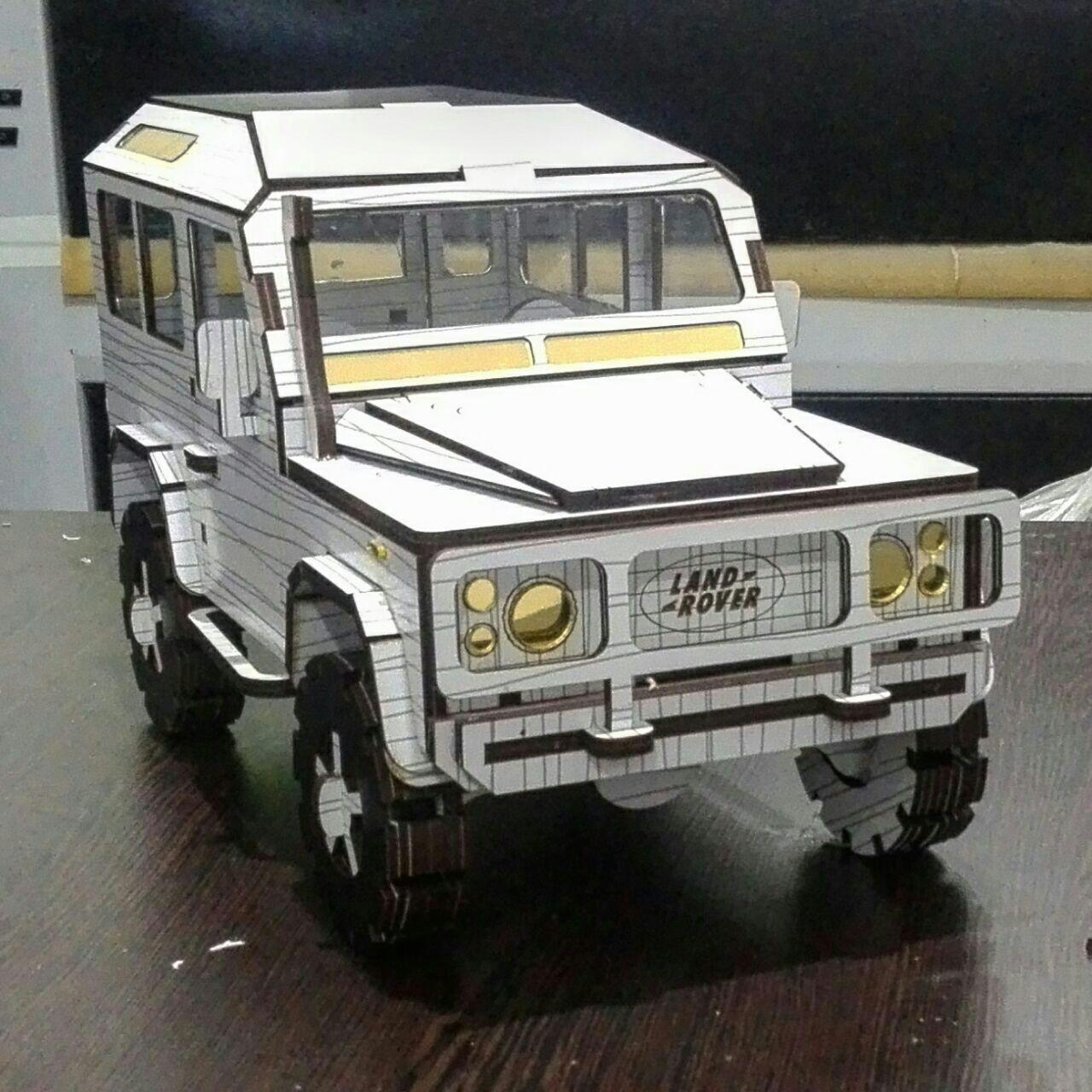 Laser Cut Wooden Land Rover Short Wheel Base 3D Model/Puzzle Kit