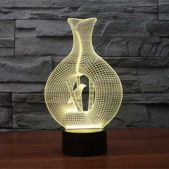 Laser Cut Vase 3D Led Night Light Free Vector