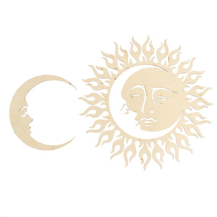 Laser Cut Wooden Moon And Sun Free Vector