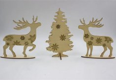 Laser Cut Deer Ornament Christmas Tree Decor DXF File