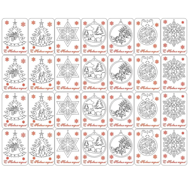 Laser Cut Christmas And New Year Cards Free Vector