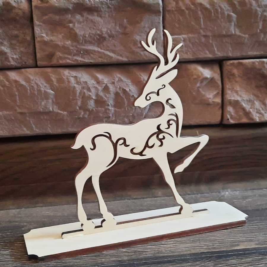 Laser Cut New Year Figurine Christmas Deer Free Vector