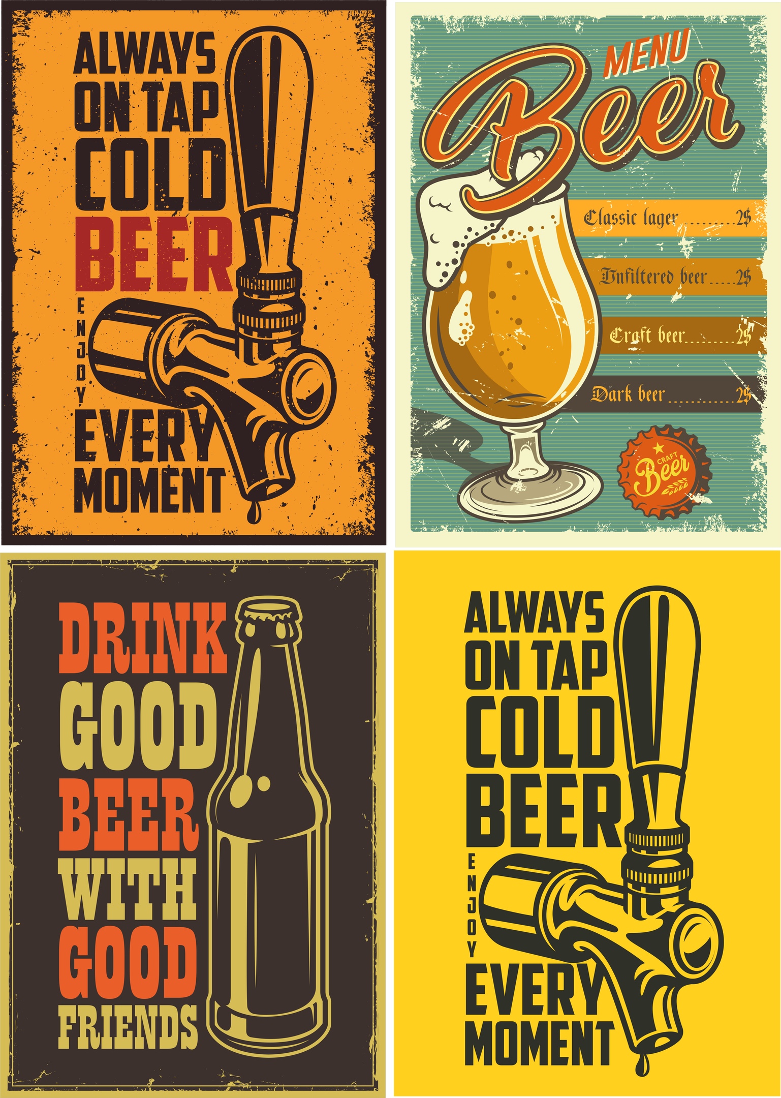 Retro Beer Posters 3 Free Vector cdr Download - 3axis.co