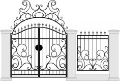 Black Forged Gate Wickets On White Vector Free Vector
