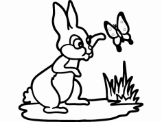 Rabbit and Butterfly dxf File