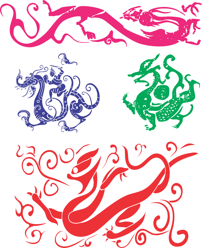 Asian dragon eyes colorful sticker Royalty Free Vector Image