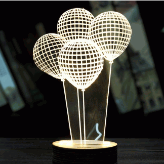 Balloon Shape 3D LED Night Light Free Vector