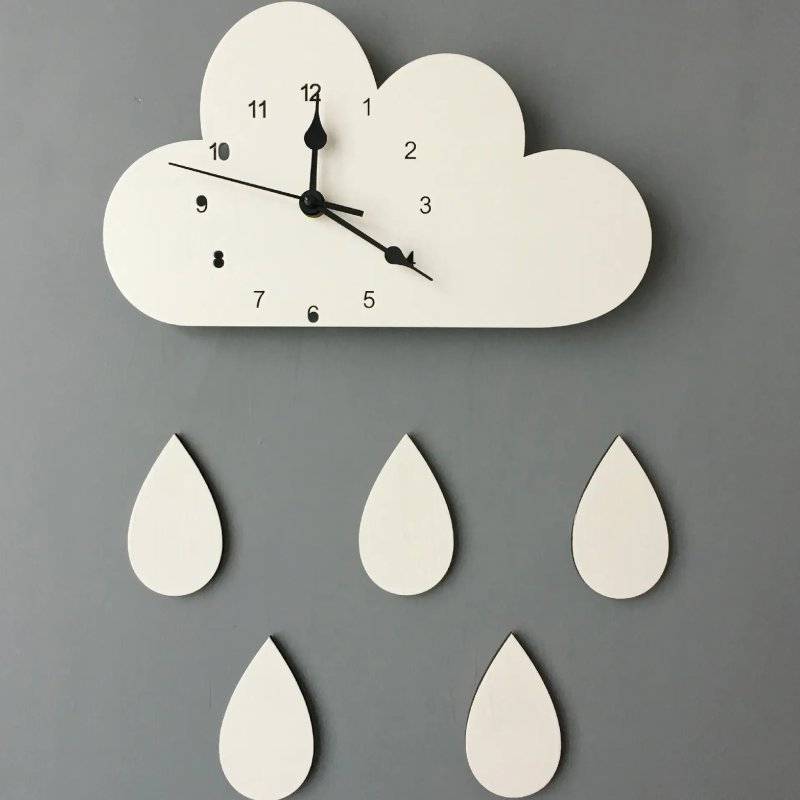 Laser Cut Nordic Style Cartoon Cloud Clock Children Room Decor Free Vector Download - 3axis.co - 3D model önizlemesi