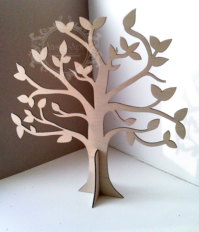 Laser Cut Wooden Freestanding 3D Tree Free Vector Download - 3axis.co - 3D model önizlemesi