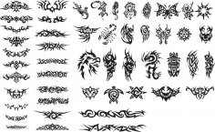 Patterns of Tribal Tattoo Vectors Free Vector