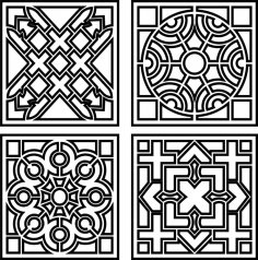 Decorative Monochrome Tile Pattern Design Free Vector