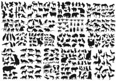 Animals Collection Vector Silhouette Free Vector