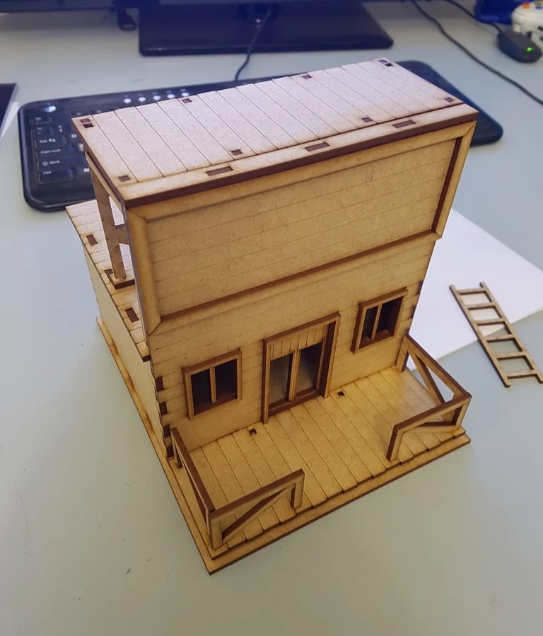 Laser Cut Wild West Basic Building SVG File Free Download - 3axis.co - 3D model önizlemesi