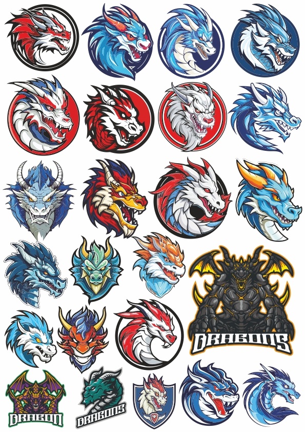Dragon Stickers Free Vector cdr Download - 3axis.co - 3D model önizlemesi