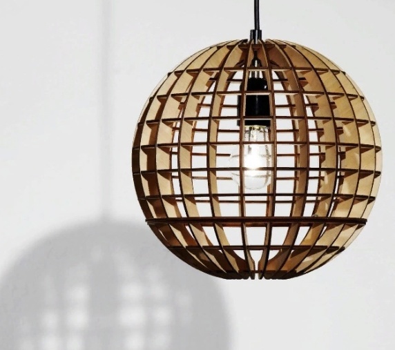 Laser Cut Ball Wooden Pendant Light Lamp Free Vector cdr Download - 3axis.co - 3D model önizlemesi