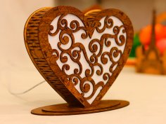 Laser Cut Heart Shaped Lamp 3mm Free Vector