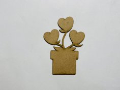 Laser Cut Wooden Plant Pot Heart Cutout Free Vector