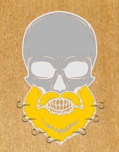 Laser Cut Skull With Beard Wall Hanger Free Vector