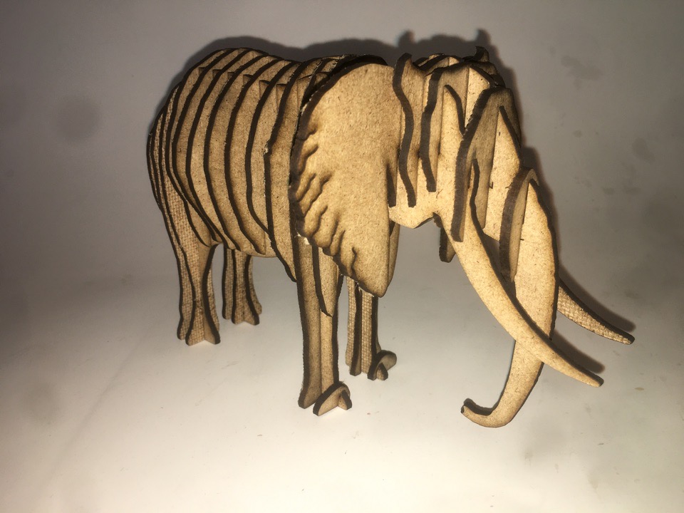 -180mm x 18mm/Zoo/Animal IN 3 PARTS 3D Elephant shape in MDF 