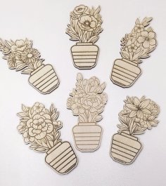 Laser Cut Engrave Flower Magnets Free Vector