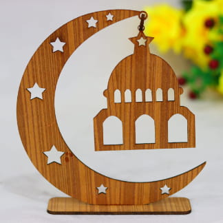 Laser Cut Crescent With Mosque Islamic Decorative Stand Free Vector