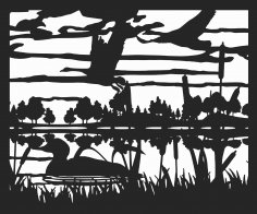 30 X 36 Ducks Geese Lake Smoothed Plasma Art DXF File