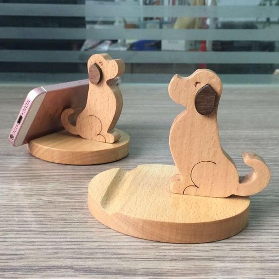 Laser Cut Puppy Phone Stand Cell Phone Holder Free Vector