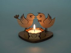 Laser Cut Wooden Tea Light Candle Holder PDF File