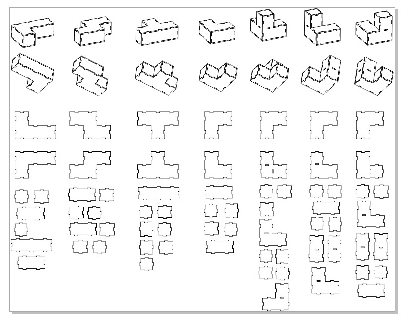 Laser Cut Tetris Blocks 3D Free Vector