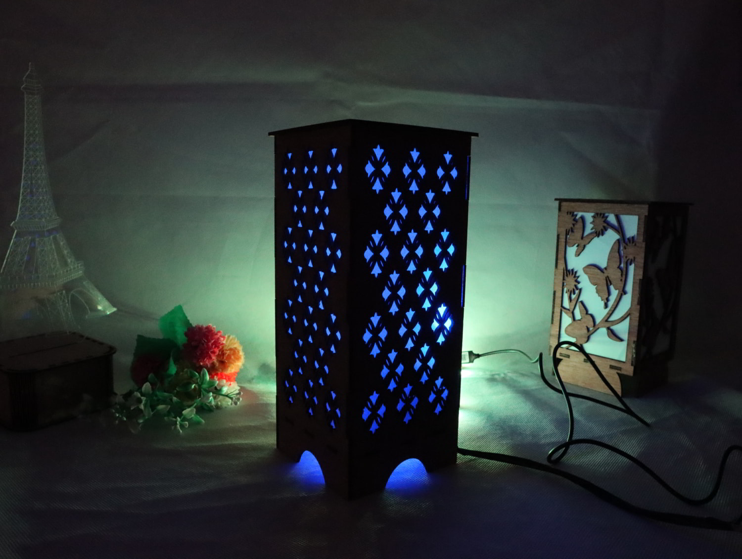 Laser Cut Decorative Wooden Night Lamp 3mm Free Vector