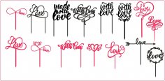 Laser Cut Love Cake Toppers Free Vector