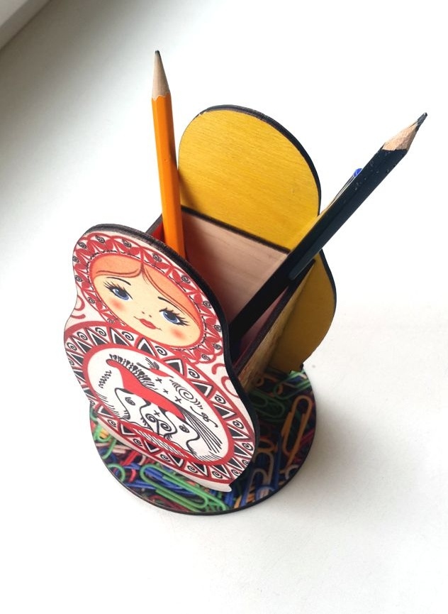 Laser Cut Colorful Russian Nesting Dolls Pencil Holder Free Vector