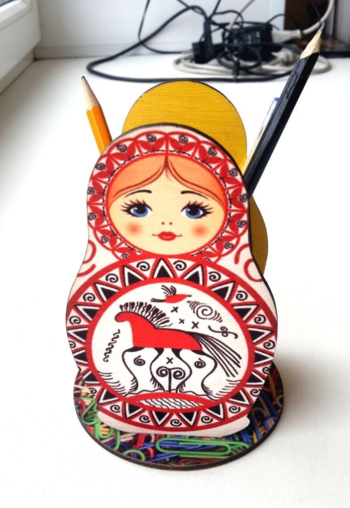 Laser Cut Colorful Russian Nesting Dolls Pencil Holder Free Vector