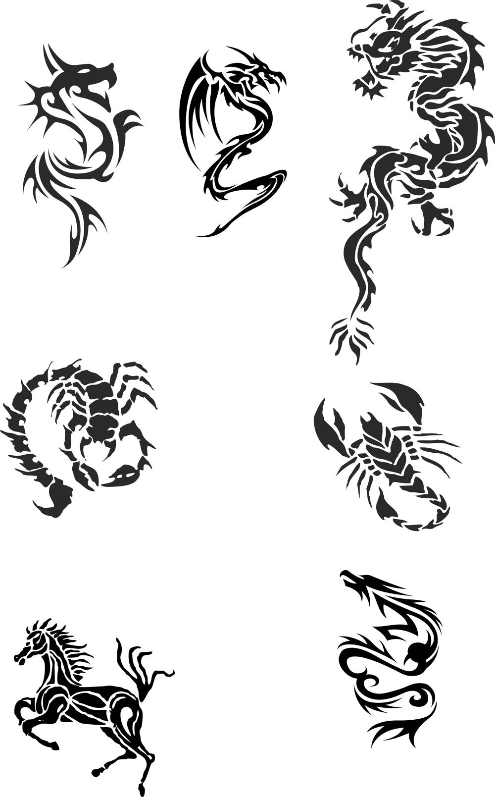 Tribal Dragon Tattoo Designs Vector Pack Free Vector cdr Download 