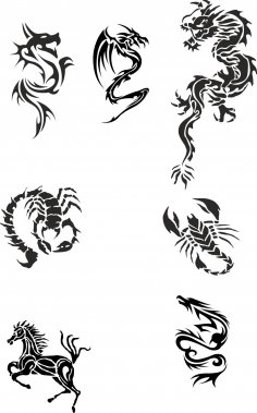 Tribal Dragon Tattoo Designs Vector Pack Free Vector