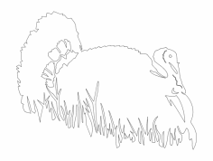 Bird in grass silhouette vector dxf File