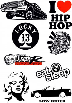 Hip Hop Stickers Car Vector Pack Free Vector