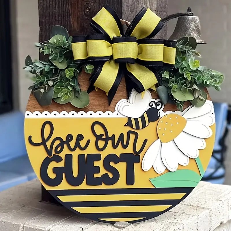Laser Cut Bee Our Guest 3D Welcome Sign Rustic Farmhouse Style Free Vector Download - 3axis.co - 3D model önizlemesi