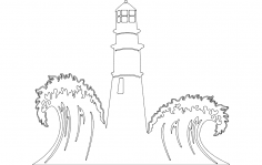 Lighthouse with Waves Scenery dxf File