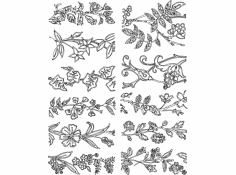 Floral Many designs dxf File