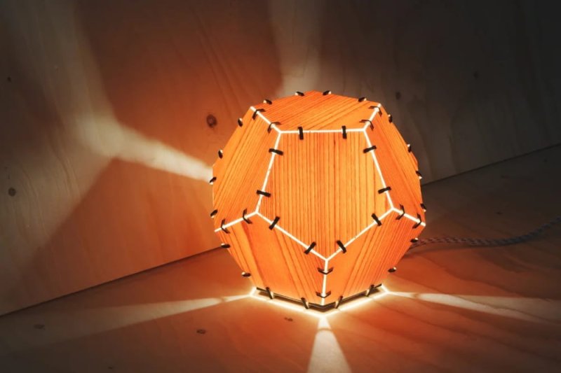 Laser Cut Dodecahedron Wood Veneer Lamp SVG File Free Download - 3axis.co - 3D model önizlemesi